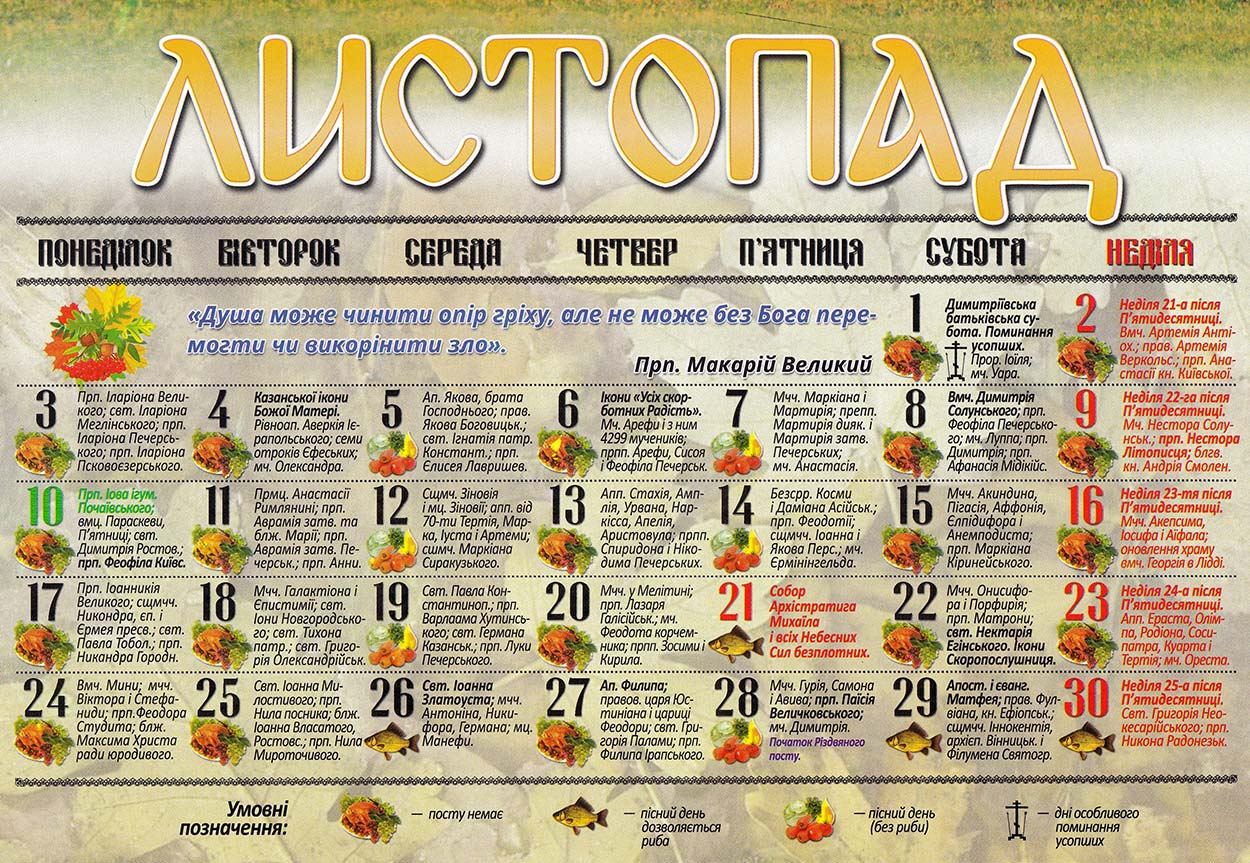 православний календар 2025